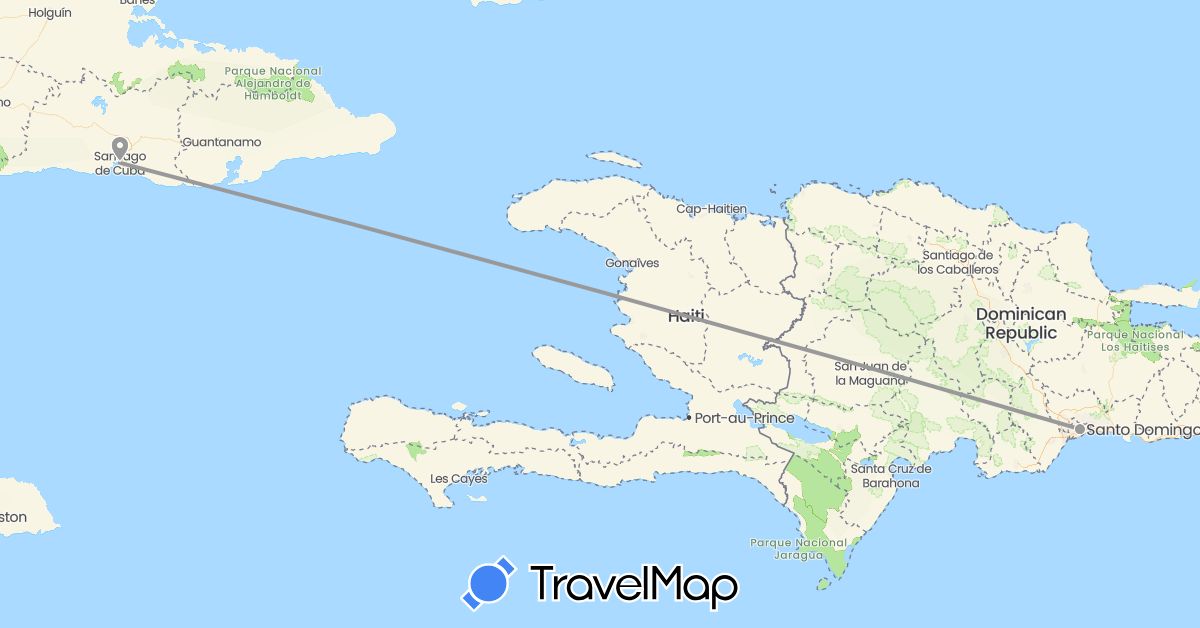 TravelMap itinerary: driving, plane in Cuba, Dominican Republic (North America)
